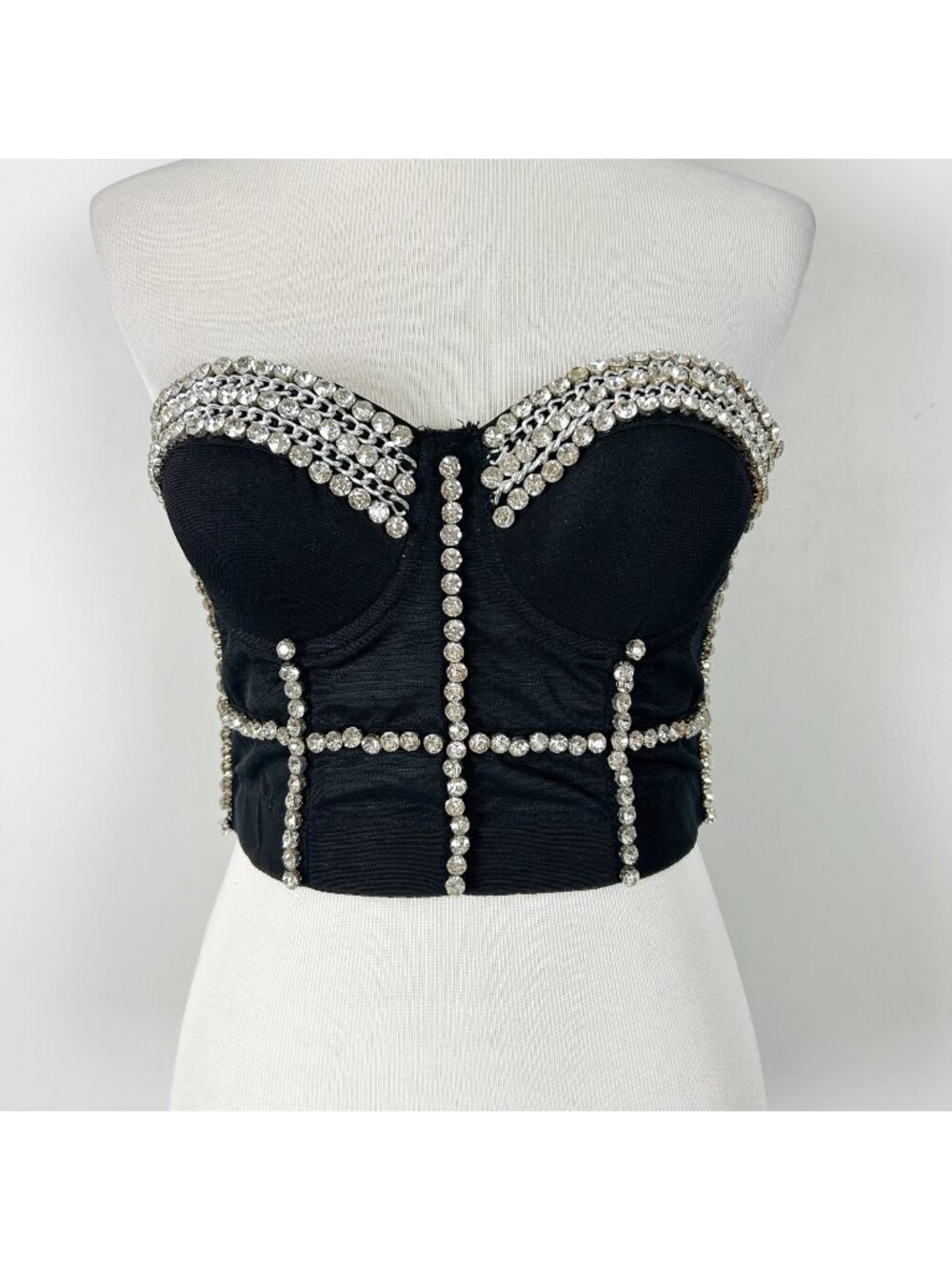 Strapless Corset Top Rhinestone Detail Whimsigoth Grunge‎ Punk Size Small/Medium